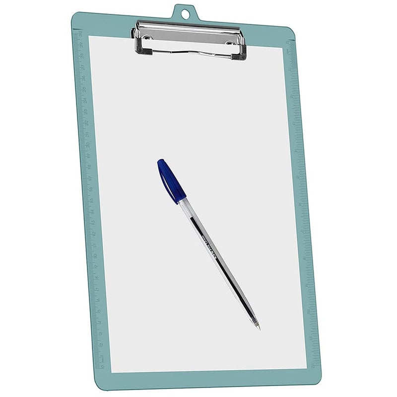 Acrimet 3 Pack Clipboard Letter Size A4 (13 3/8â€ x 9 7/16â€) Low Profile Clip & Side Rulers, Durable Plastic for Office, School, Home Use - Solid Green Color - Image 3